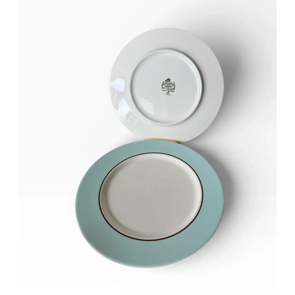2 Crate & Barrel Pagnossin Audrey Robin's Egg Blue Dinner Plates 10 3/4
